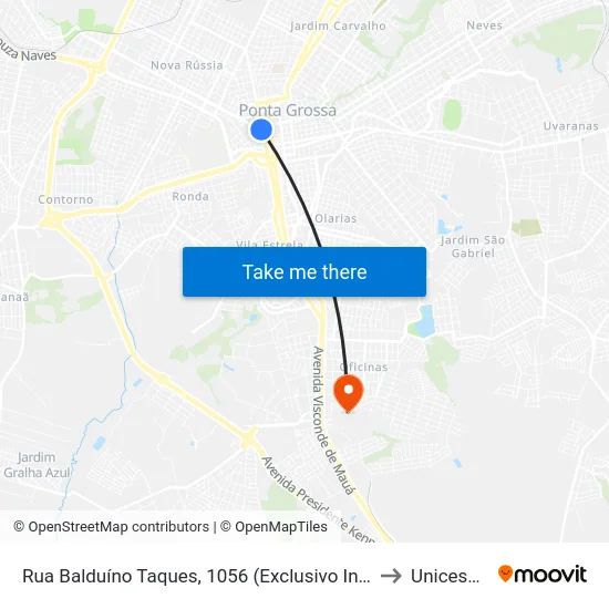 Rua Balduíno Taques, 1056 (Exclusivo Intermunicipal) to Unicesumar map