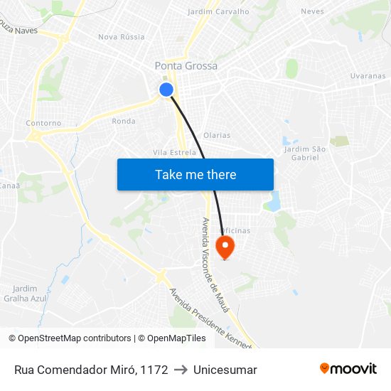 Rua Comendador Miró, 1172 to Unicesumar map