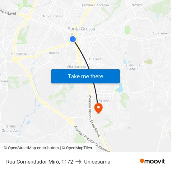Rua Comendador Miró, 1172 to Unicesumar map
