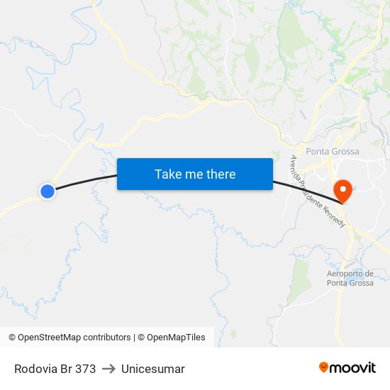 Rodovia Br 373 to Unicesumar map