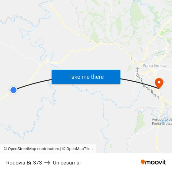 Rodovia Br 373 to Unicesumar map