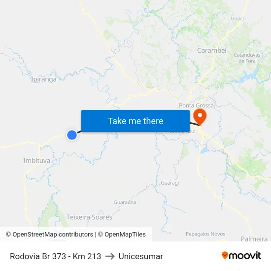 Rodovia Br 373 - Km 213 to Unicesumar map