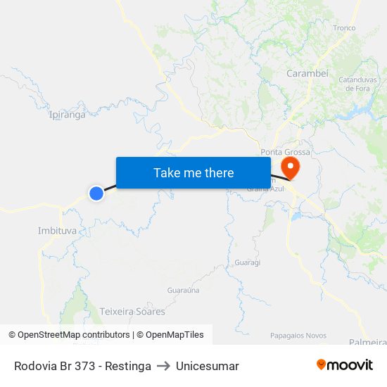 Rodovia Br 373 - Restinga to Unicesumar map