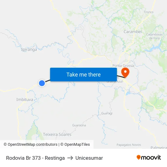 Rodovia Br 373 - Restinga to Unicesumar map