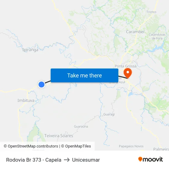 Rodovia Br 373 - Capela to Unicesumar map