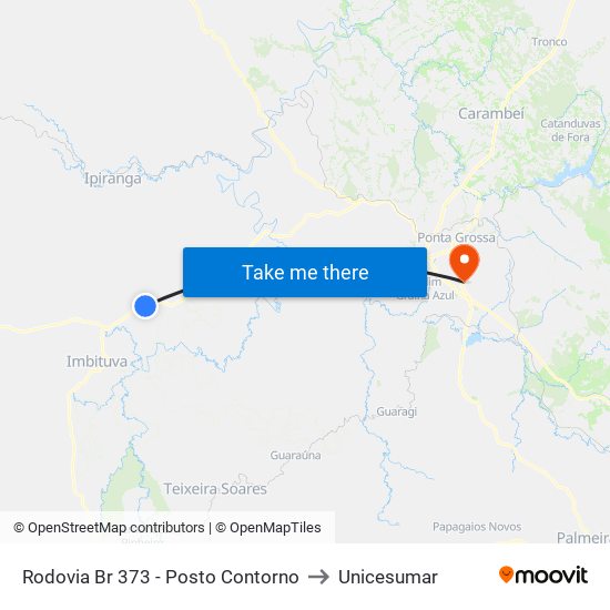 Rodovia Br 373 - Posto Contorno to Unicesumar map