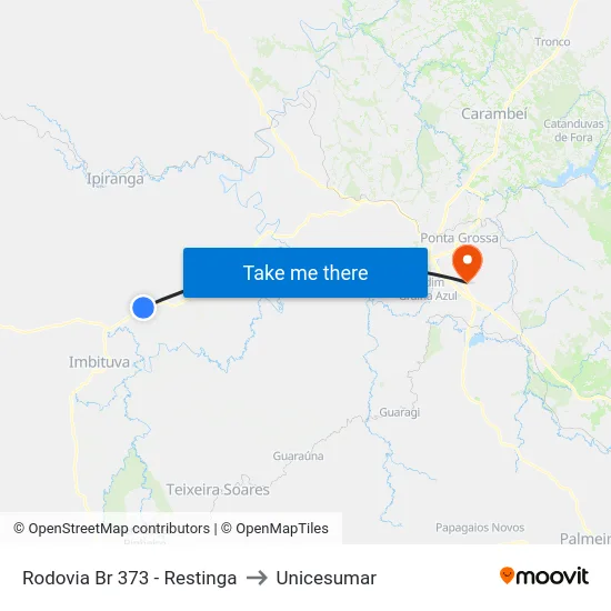 Rodovia Br 373 - Restinga to Unicesumar map