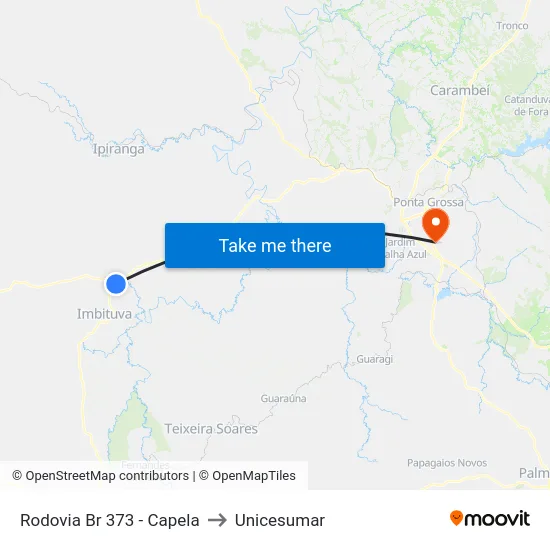 Rodovia Br 373 - Capela to Unicesumar map