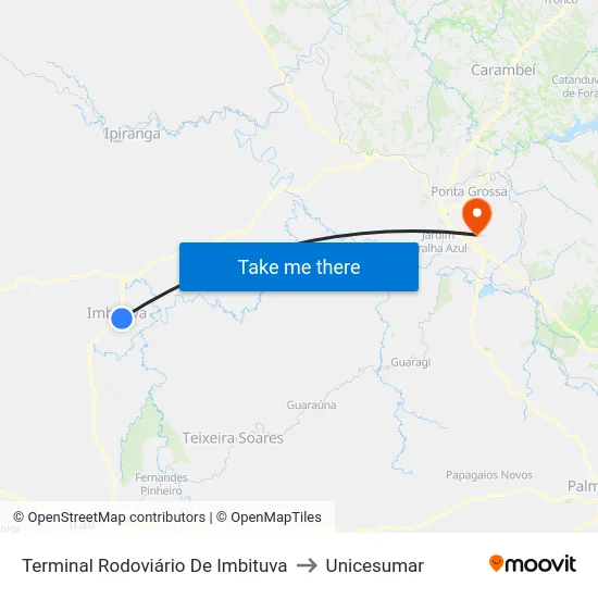 Terminal Rodoviário De Imbituva to Unicesumar map