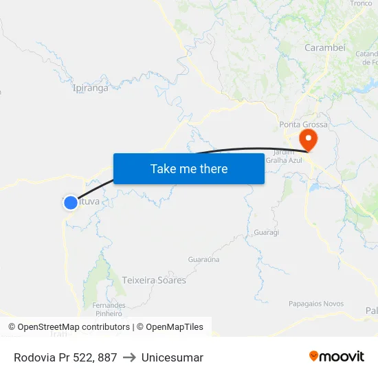 Rodovia Pr 522, 887 to Unicesumar map