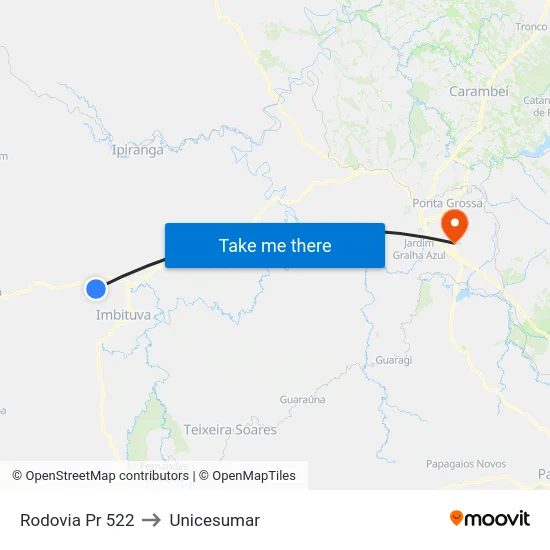 Rodovia Pr 522 to Unicesumar map