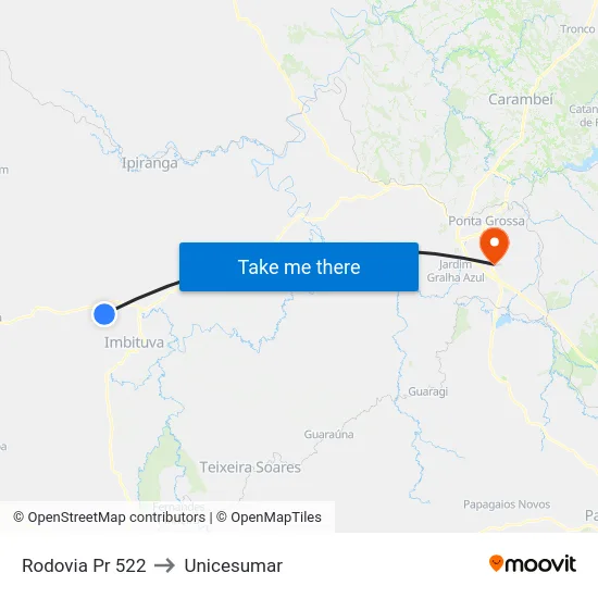 Rodovia Pr 522 to Unicesumar map