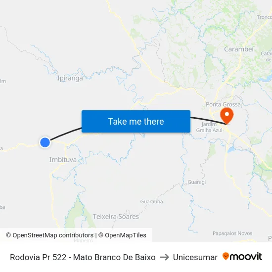Rodovia Pr 522 - Mato Branco De Baixo to Unicesumar map
