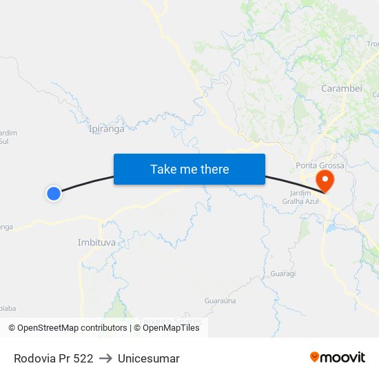 Rodovia Pr 522 to Unicesumar map