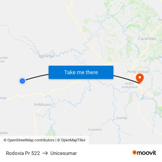 Rodovia Pr 522 to Unicesumar map