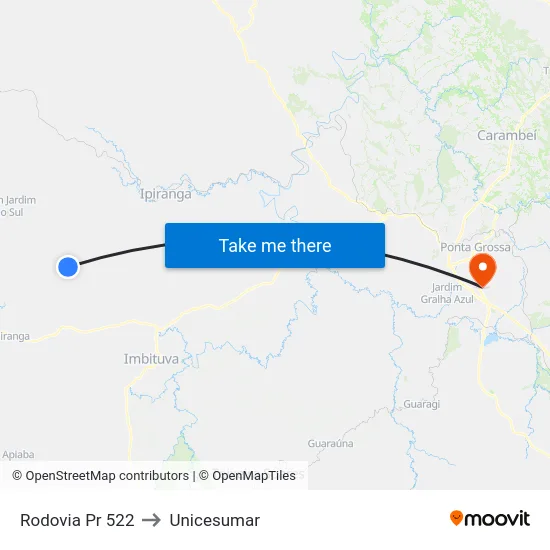 Rodovia Pr 522 to Unicesumar map
