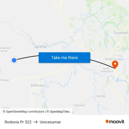 Rodovia Pr 522 to Unicesumar map