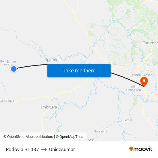 Rodovia Br 487 to Unicesumar map