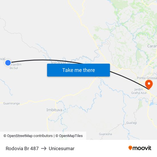 Rodovia Br 487 to Unicesumar map