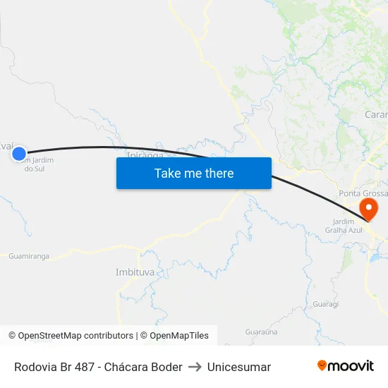 Rodovia Br 487 - Chácara Boder to Unicesumar map
