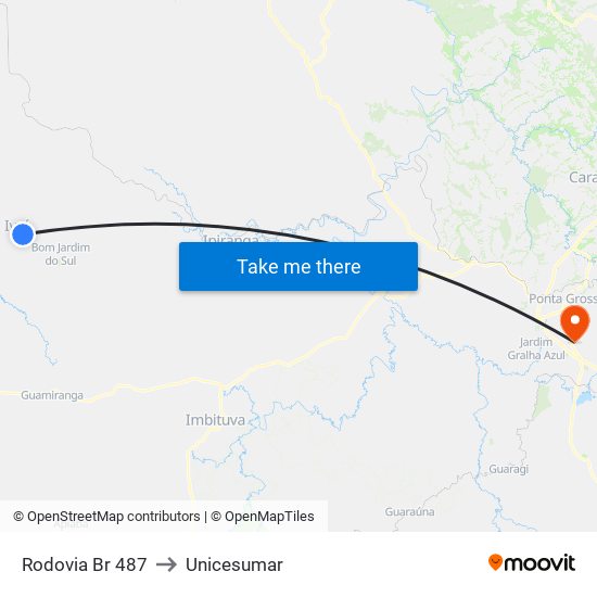 Rodovia Br 487 to Unicesumar map