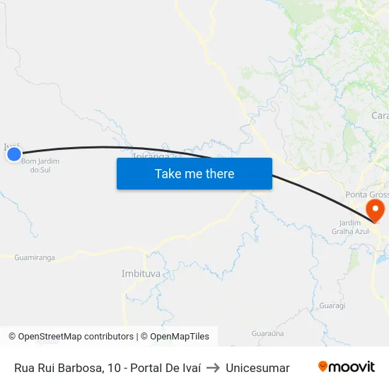 Rua Rui Barbosa, 10 - Portal De Ivaí to Unicesumar map