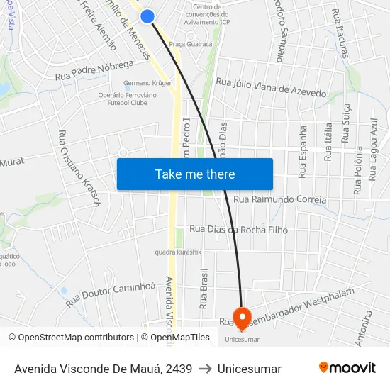 Avenida Visconde De Mauá, 2439 to Unicesumar map