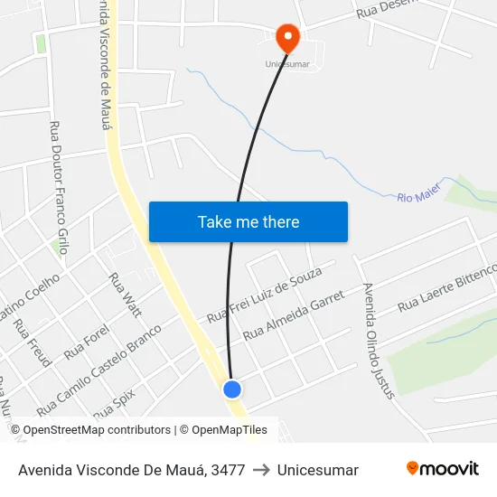 Avenida Visconde De Mauá, 3477 to Unicesumar map