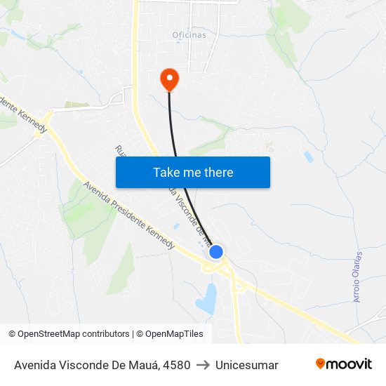 Avenida Visconde De Mauá, 4580 to Unicesumar map