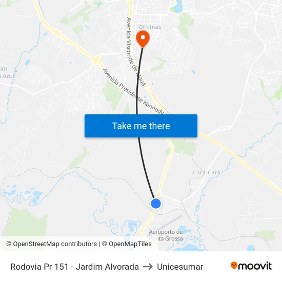 Rodovia Pr 151 - Jardim Alvorada to Unicesumar map