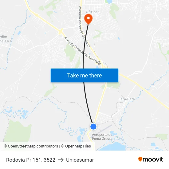 Rodovia Pr 151, 3522 to Unicesumar map