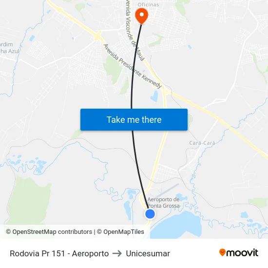 Rodovia Pr 151 - Aeroporto to Unicesumar map