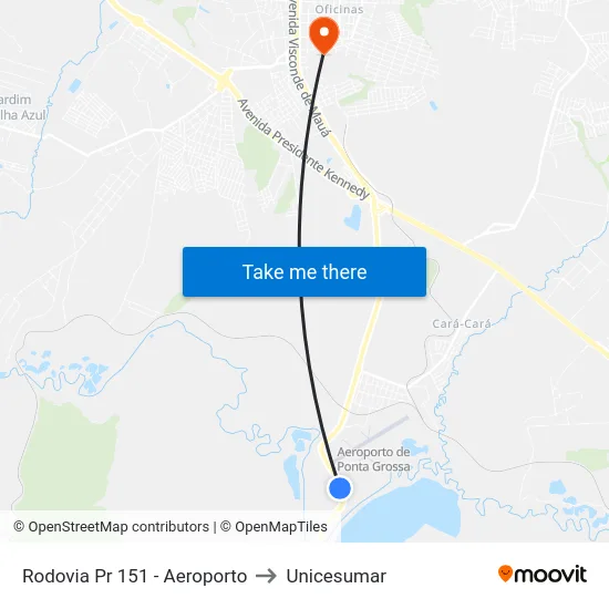 Rodovia Pr 151 - Aeroporto to Unicesumar map