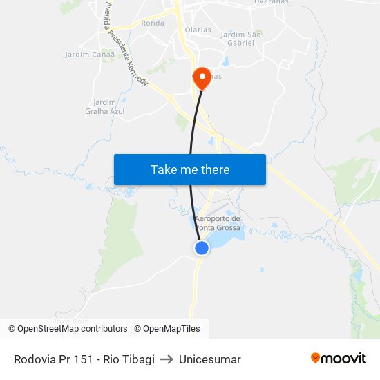 Rodovia Pr 151 - Rio Tibagi to Unicesumar map