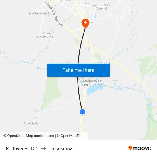 Rodovia Pr 151 to Unicesumar map