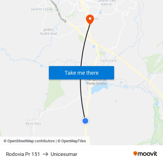 Rodovia Pr 151 to Unicesumar map