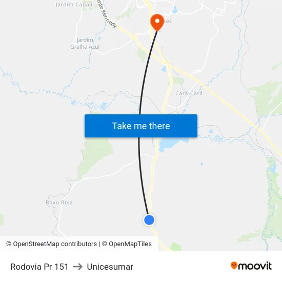 Rodovia Pr 151 to Unicesumar map