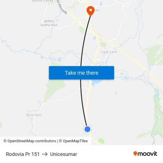 Rodovia Pr 151 to Unicesumar map