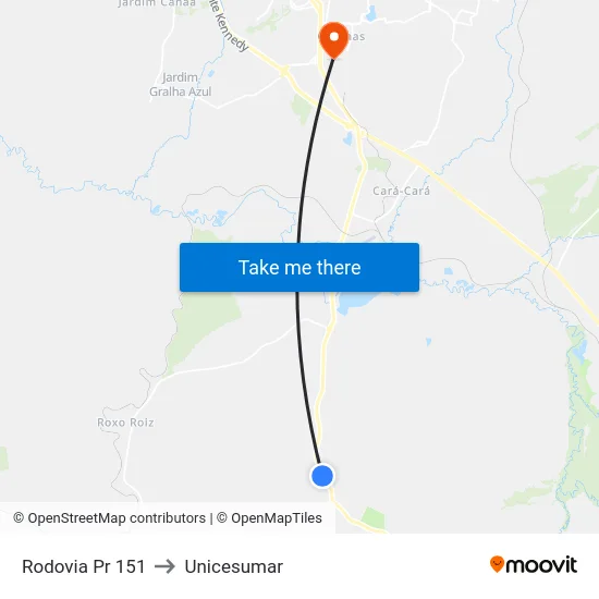 Rodovia Pr 151 to Unicesumar map