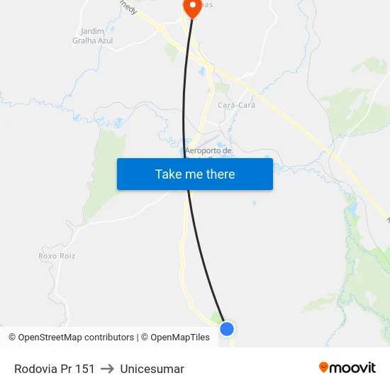 Rodovia Pr 151 to Unicesumar map