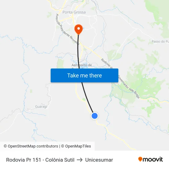 Rodovia Pr 151 - Colônia Sutil to Unicesumar map