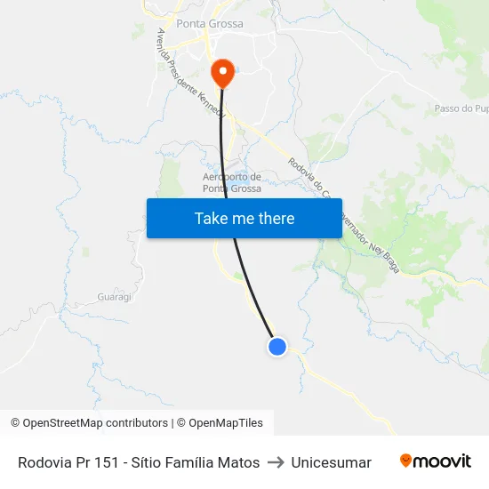 Rodovia Pr 151 - Sítio Família Matos to Unicesumar map
