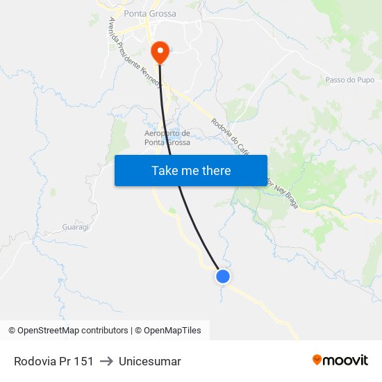 Rodovia Pr 151 to Unicesumar map