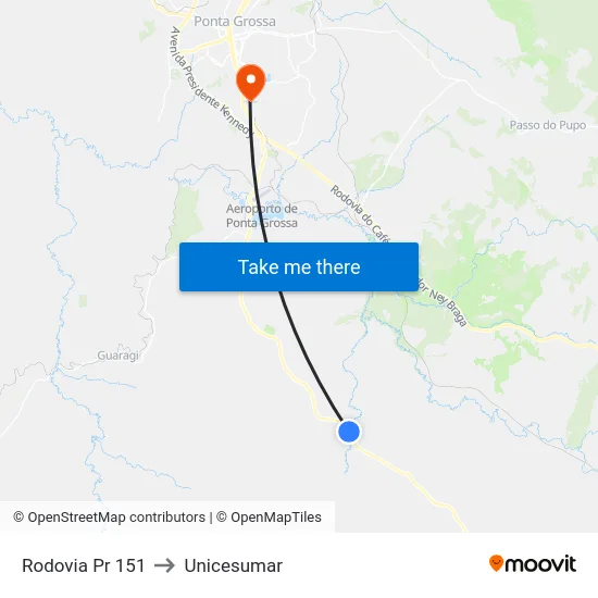 Rodovia Pr 151 to Unicesumar map