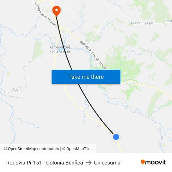 Rodovia Pr 151 - Colônia Benfica to Unicesumar map