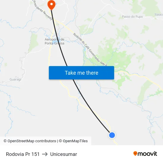 Rodovia Pr 151 to Unicesumar map