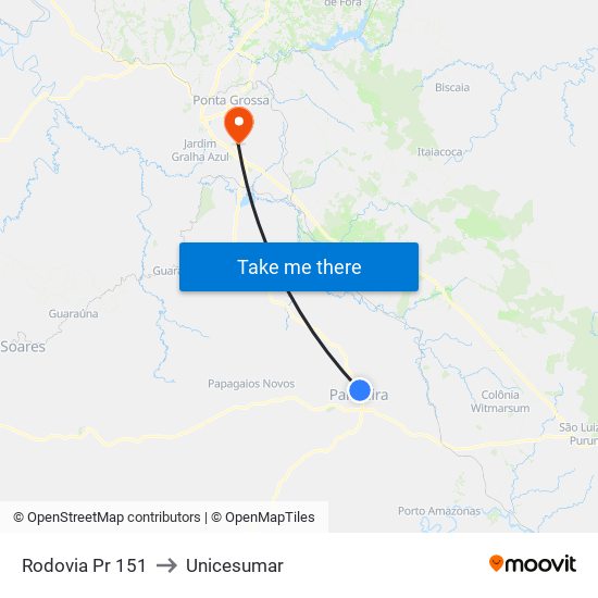 Rodovia Pr 151 to Unicesumar map