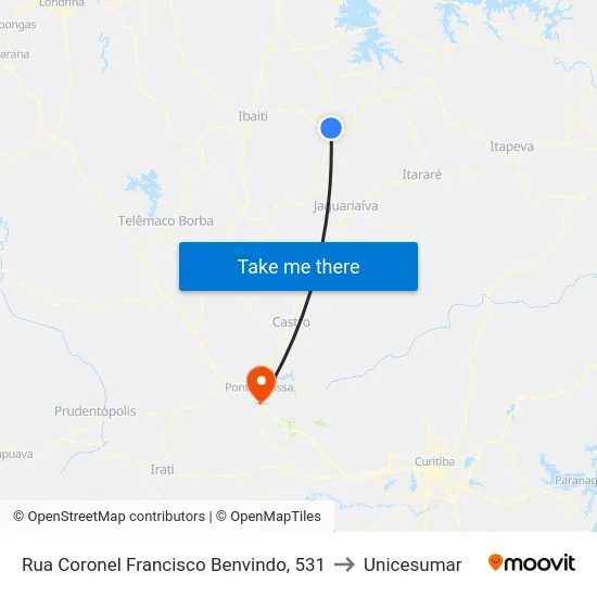 Rua Coronel Francisco Benvindo, 531 to Unicesumar map
