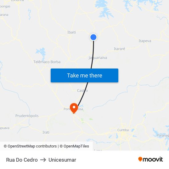 Rua Do Cedro to Unicesumar map