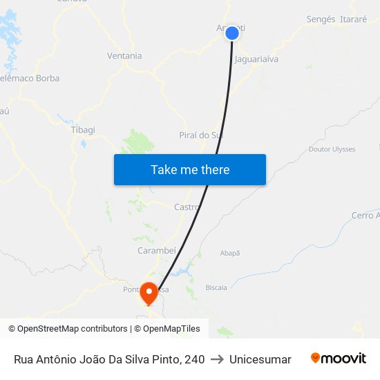 Rua Antônio João Da Silva Pinto, 240 to Unicesumar map